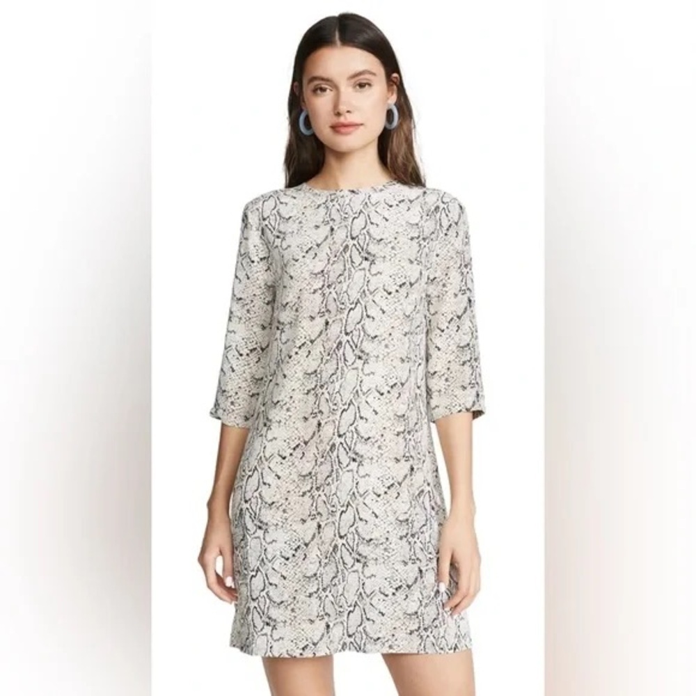 100% Silk Equipment Femme Beige Snake Silk Print Dress - Picture 8 of 10